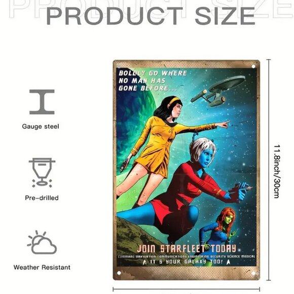 Star Trek Women"Join Starfleet" adventure metal poster 8"x12" USS Enterprise - Picture 5 of 7